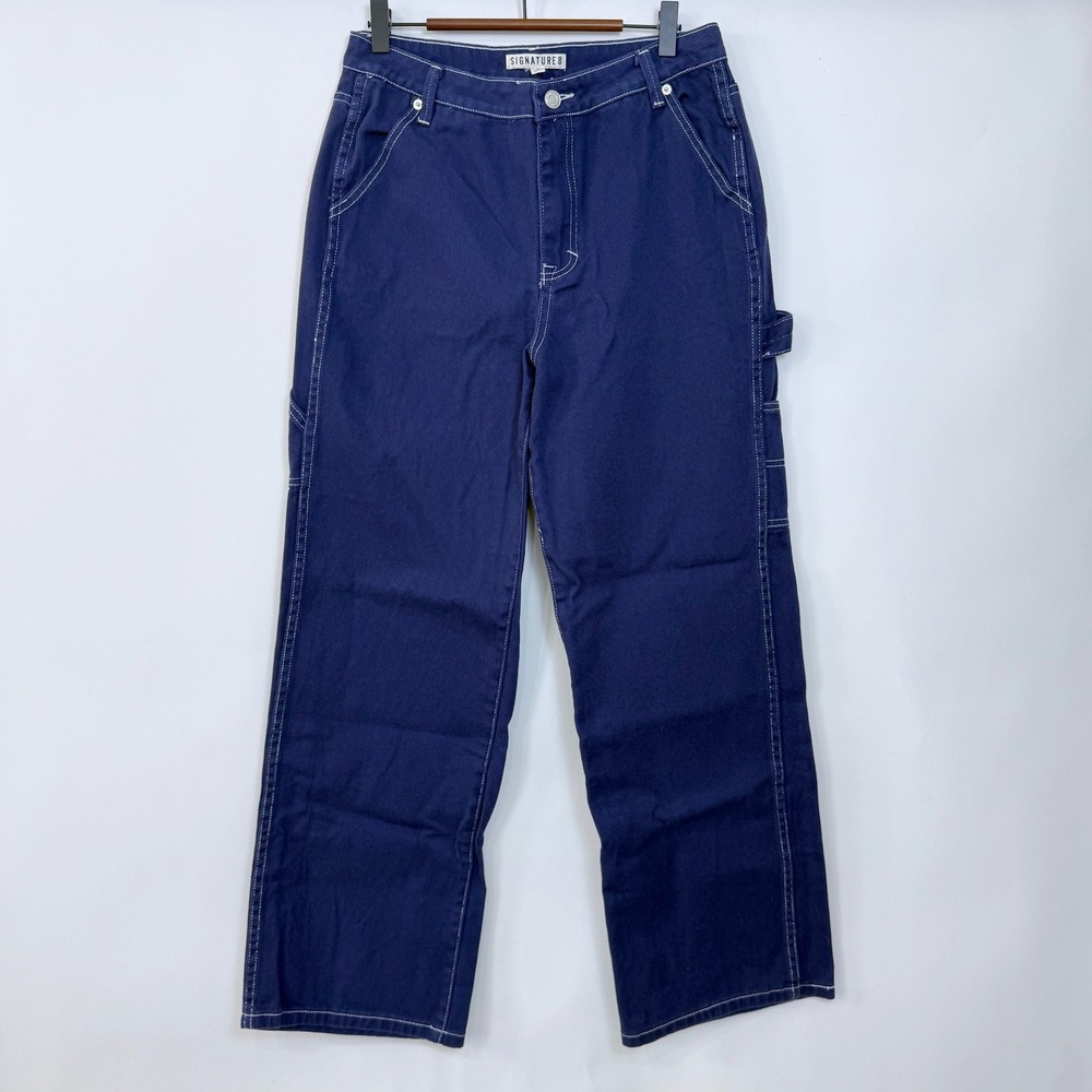 Signature 8 Carpenter Jeans Womens Small 29x29 Navy Blue High Rise Straight Leg